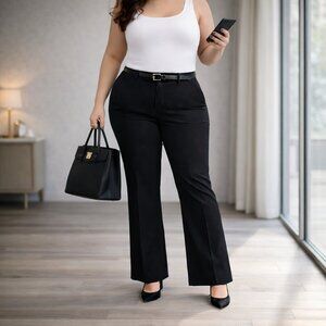 DKNY Sullivan St Flare Dress Pants Womens Black Plus Size 20W Stretch Office